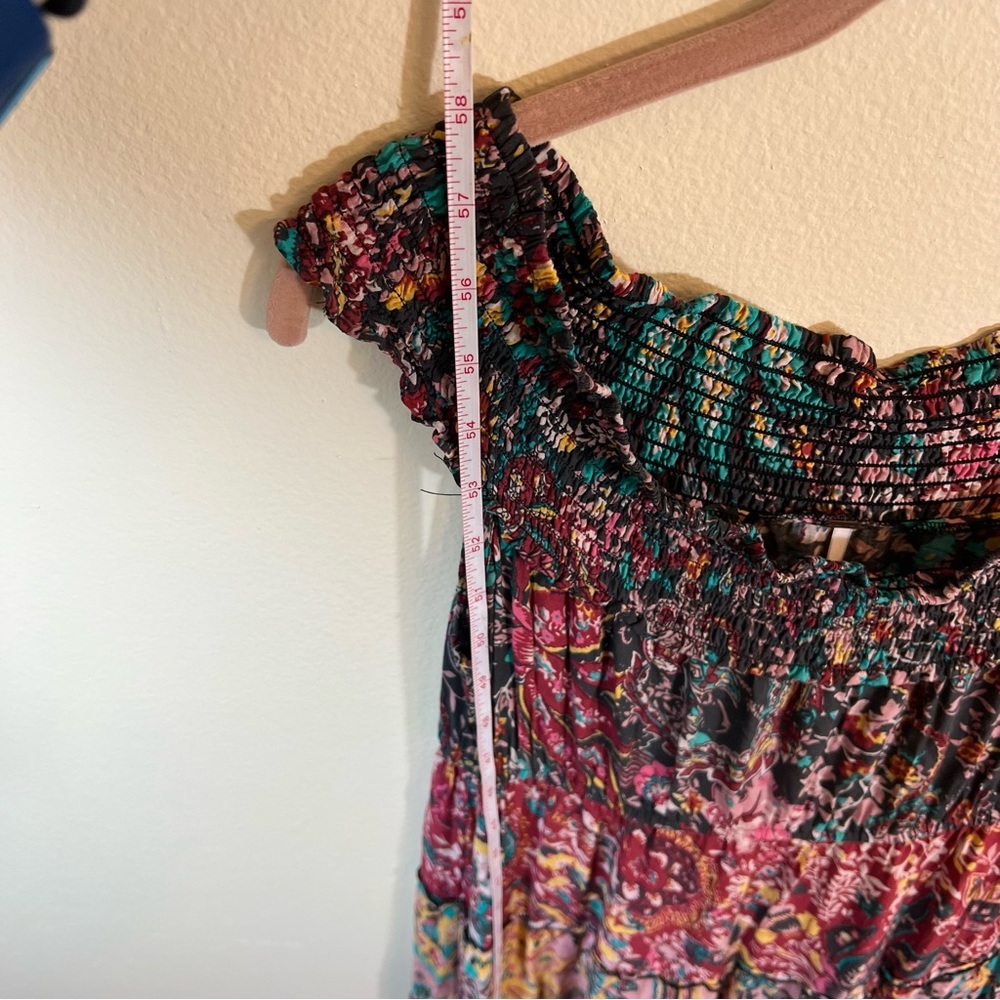 Free People Floral Cascade Maxi Dress Pink Blue Off the Shoulder Small - Picture 12 of 13